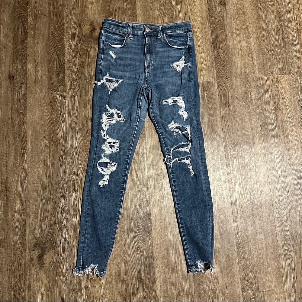 American Eagle Outfitters Ripped Blue Skinny Jeans